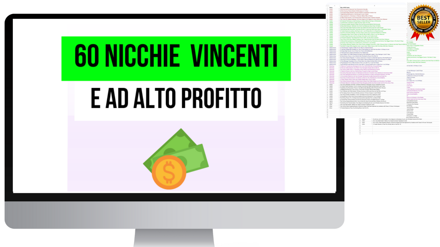 +60 NICCHIE REDDITIZIE GIA' PRONTE che stanno Generando 🔥 oltre 1 milione di € nel 2025 ✅ Evita mesi di ricerche → hai già l’elenco pronto